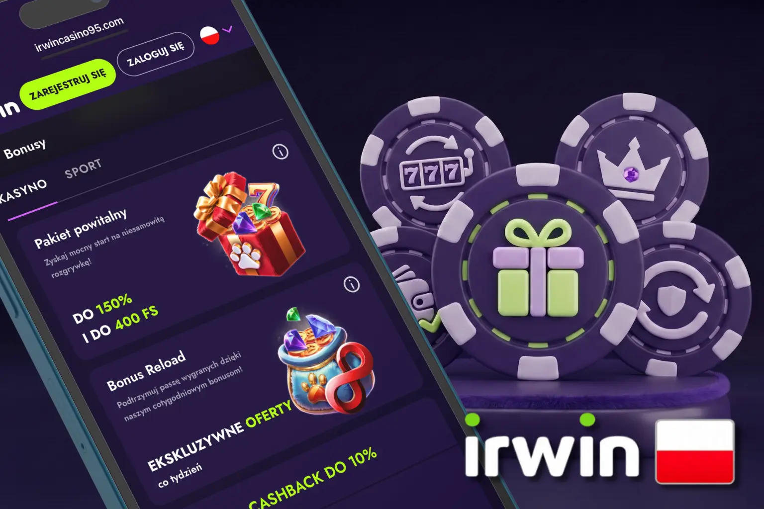 Kategorie bonusów dostępnych dla graczy Irwin Casino