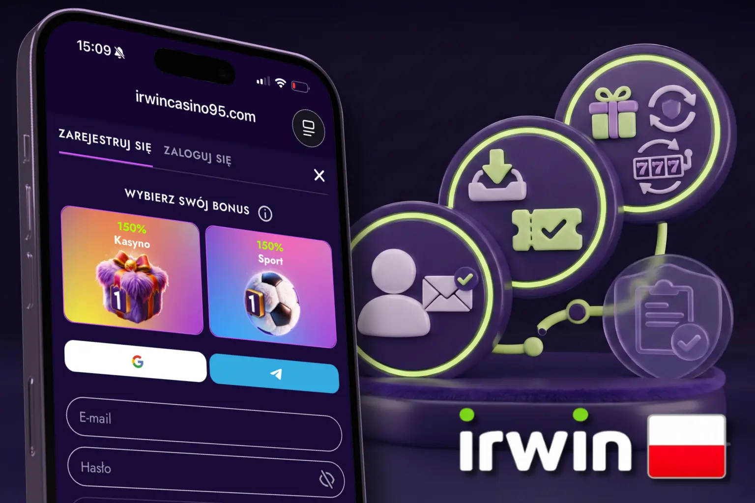Aktywacja bonusu krok po kroku Irwin Casino