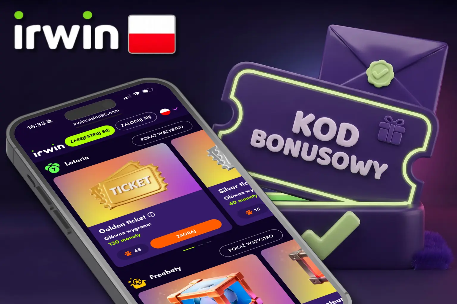 Kod bonusowy i aktywacja promocji Irwin Casino