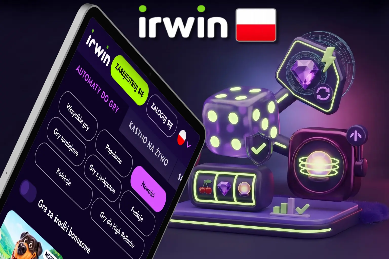 Dostawcy slotów i różnorodne gry Irwin Casino